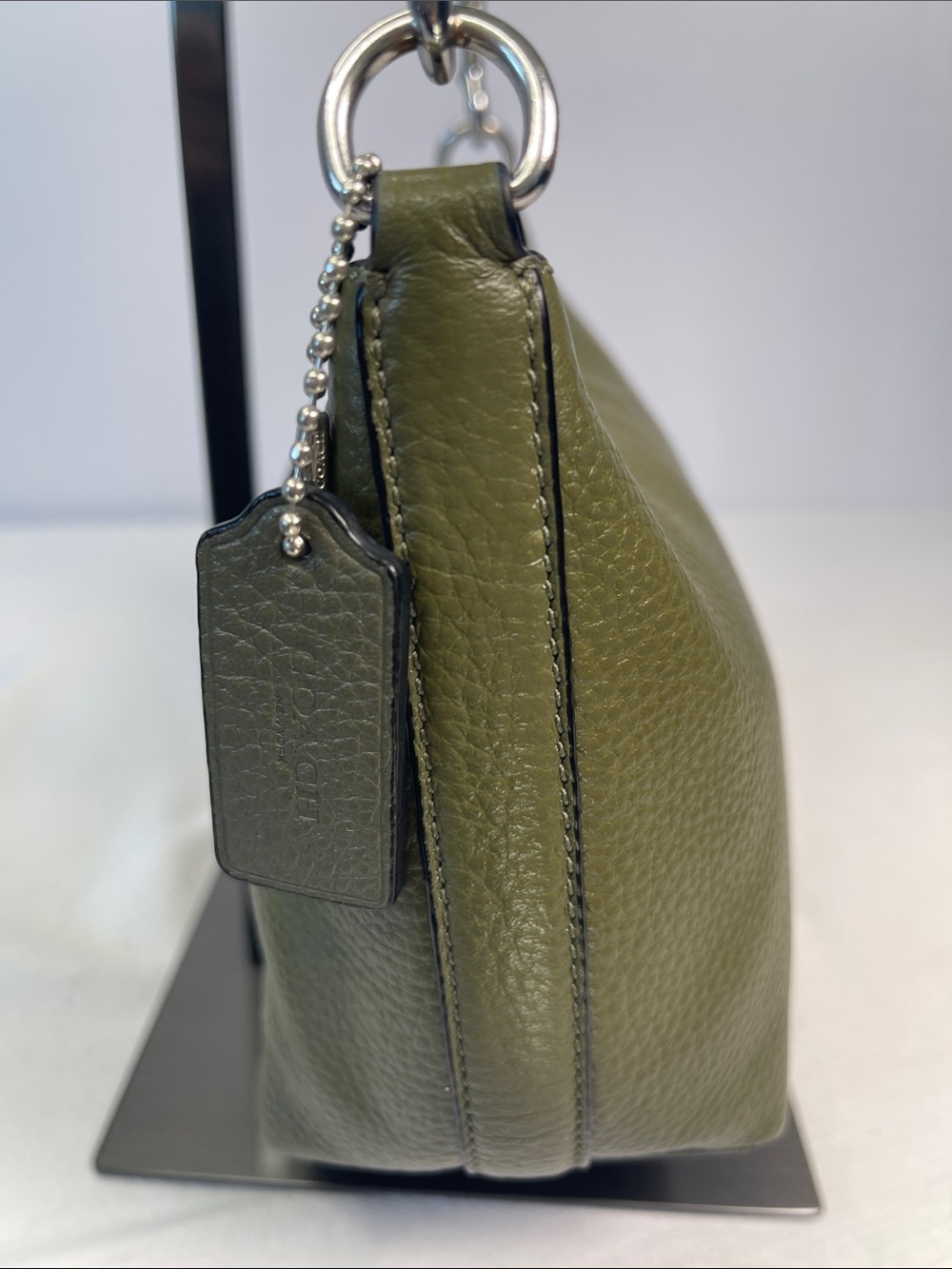Coach Dempsey C2829 Olive Pebbled Leather Shoulder Bag With Patch - Picture 7 of 13